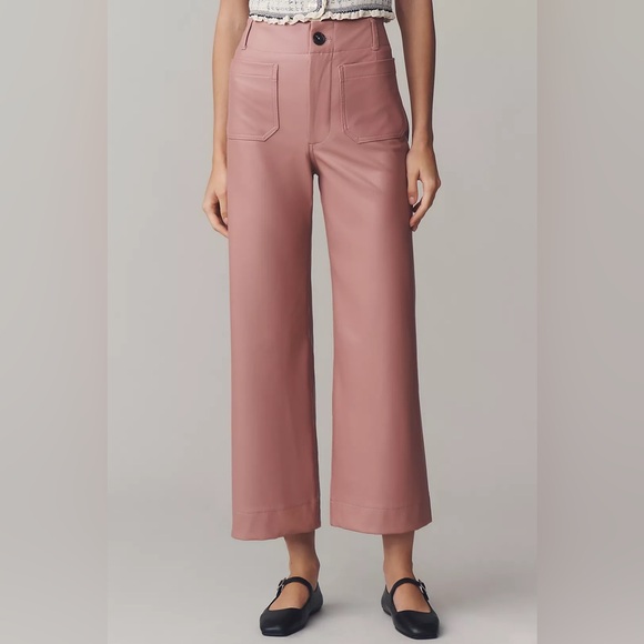 NWT Size 31 - The Colette Faux Leather Crop Wide-Leg Pants Maeve (NWT US$ 148) - Picture 5 of 16